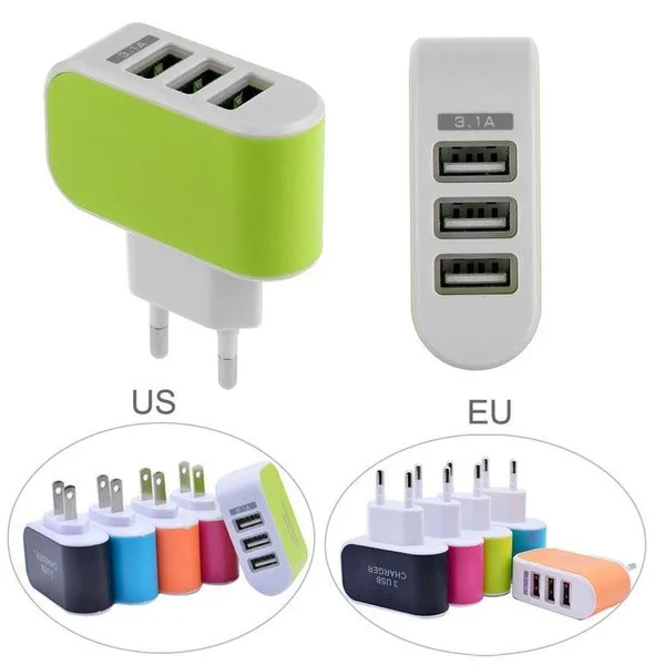 CARPRIE Мода 3.1A тройной USB порт настенное домашнее зарядное устройство переменного тока для путешествий адаптер для samsung для Apple EU штекер Прямая-L808