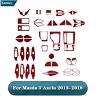 Красные наклейки из углеродного волокна для салона автомобиля, декоративные аксессуары для Mazda 3 Axela 2013 2014 2015 2016 2017 2018