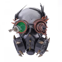 cosplay black feather goggles set halloween metal rivets steampunk masks street fashion black gas mask masquerade show