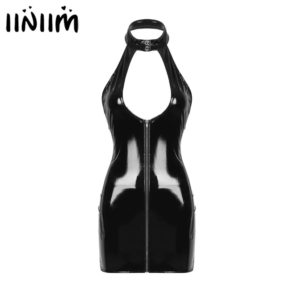 Женские кожаные костюмы для мокрого образа облегающие экзотические платья