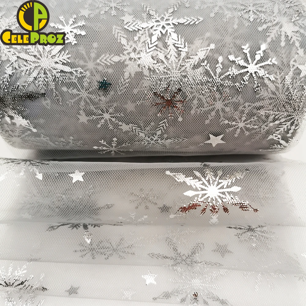 Снежинка тюль рулон Fronzen звезда органза сетчатая ткань лента подарок бант Сделай