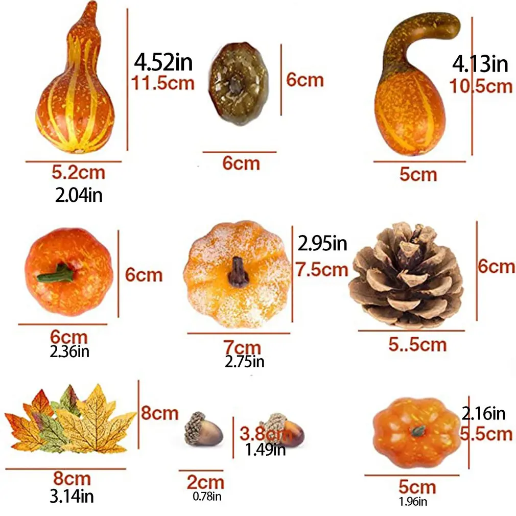 

50pcs High-realistic Acorn Pumpkin Maple Pine Cone Set Halloween Decoration Shooting Props Foam Pumpkin Suit