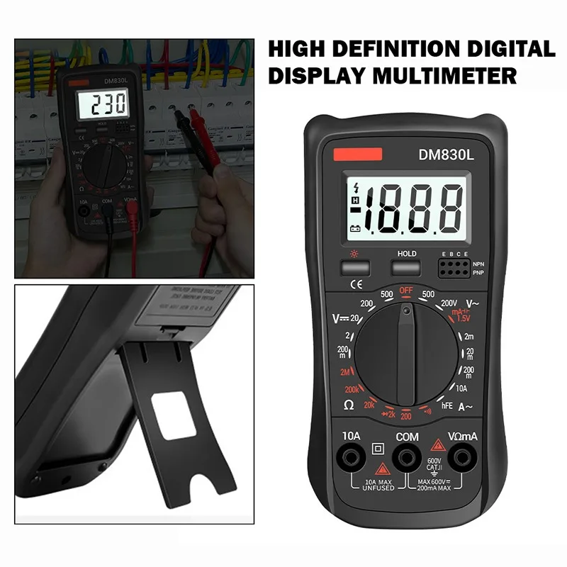 Цифровой мультиметр DM830L тестеры 1999 отсчетов электрический транзистор емкость
