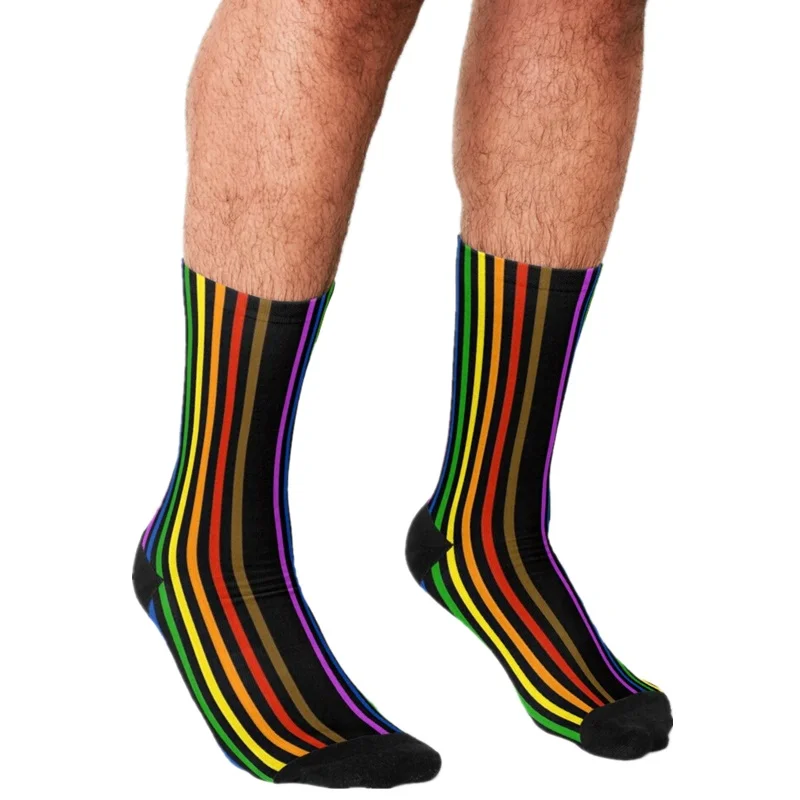 

Men Socks harajuku Gentle Layered strokes Printed Happy hip hop Novelty personality Skateboard Crew Casual Crazy Funny Socks