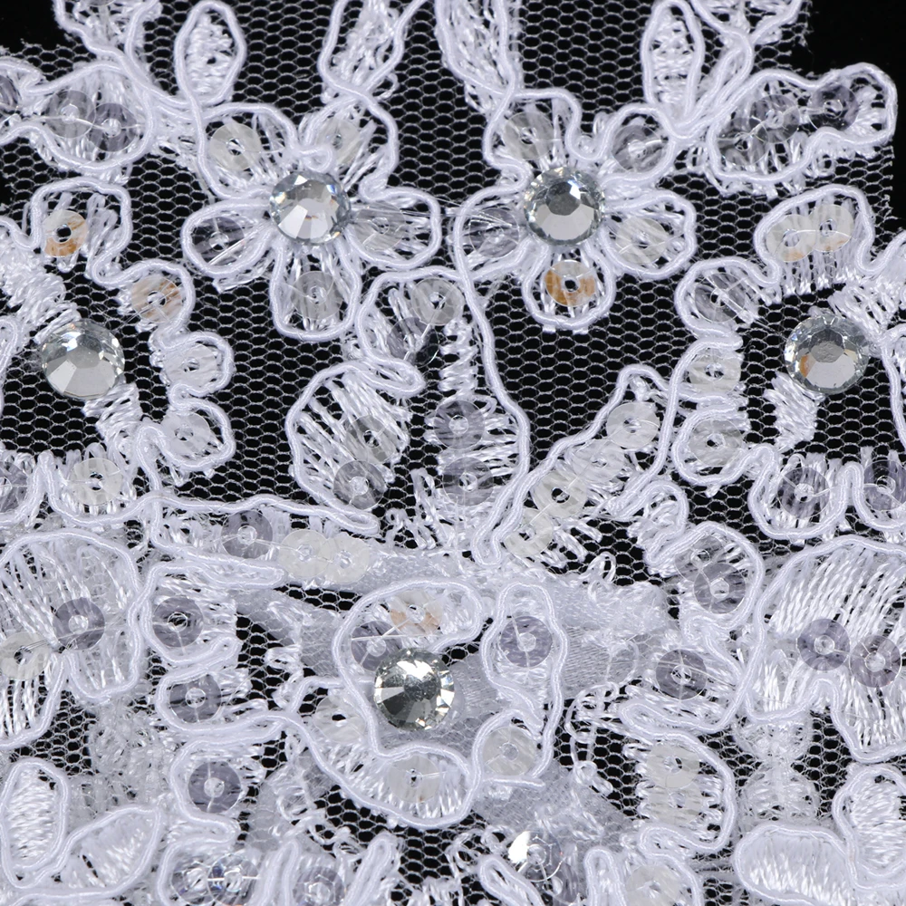 Лидер продаж 2021 женские кружевные белые перчатки без пальцев короткие стразы