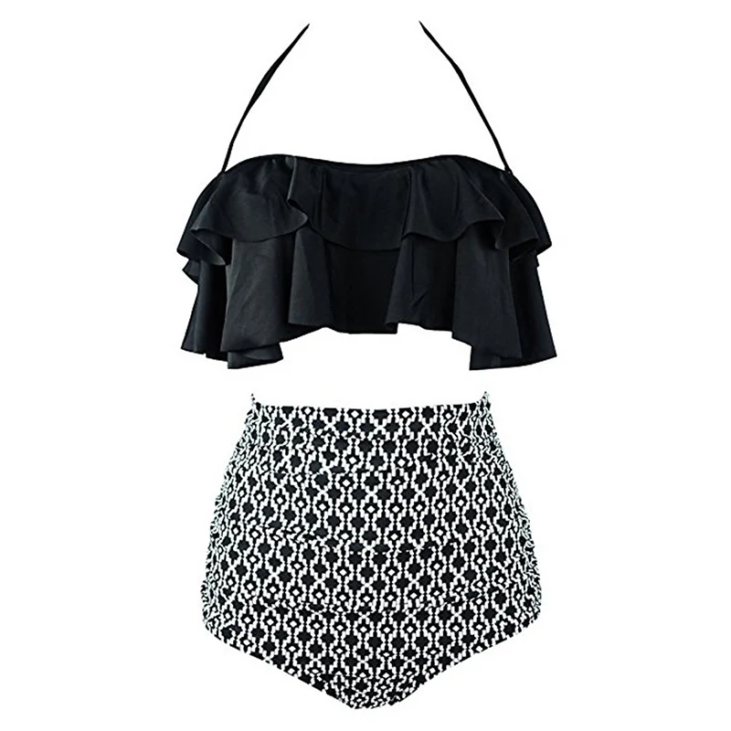 Для женщин купальный костюм для бикини набор 2021 Высокая Талия размера плюс