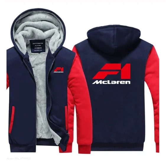 

2020 New Winter Fleece Hoodies men Zipper for Mclaren sweatshirt Casual coat male Thicken jackets Tops