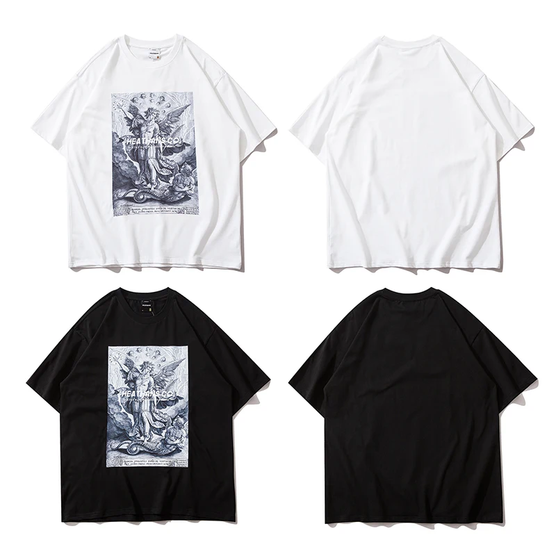 

Summer Hip Hop Men's T-shirt Dark Funeral Old Washed Letter Pattern Print Short Sleeved T-shirt Men Casual Loose O-Neck Koszulki