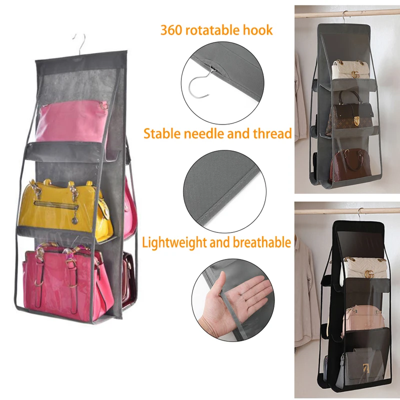 

Hanging Handbag Organizer for Wardrobe Closet Transparent Storage Bag Door Wall Clear Sundry Shoe Bag with Hanger Pouch