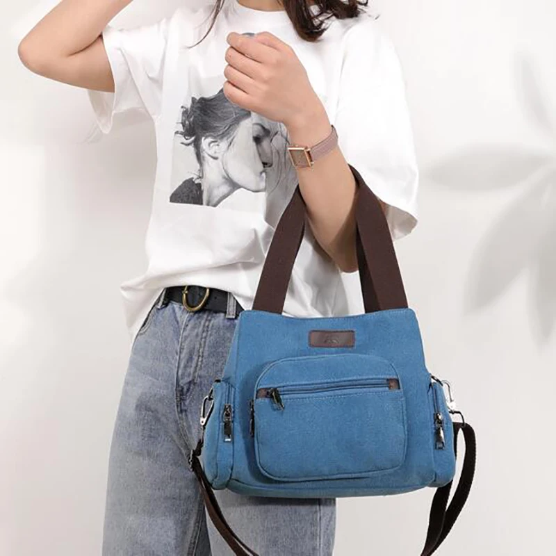 

LKEEP Men Canvas Travel Shoulder Luggage Bags Large Capacity Handbag Business Casual Vintage Simple Tote Bag For Women Zipper