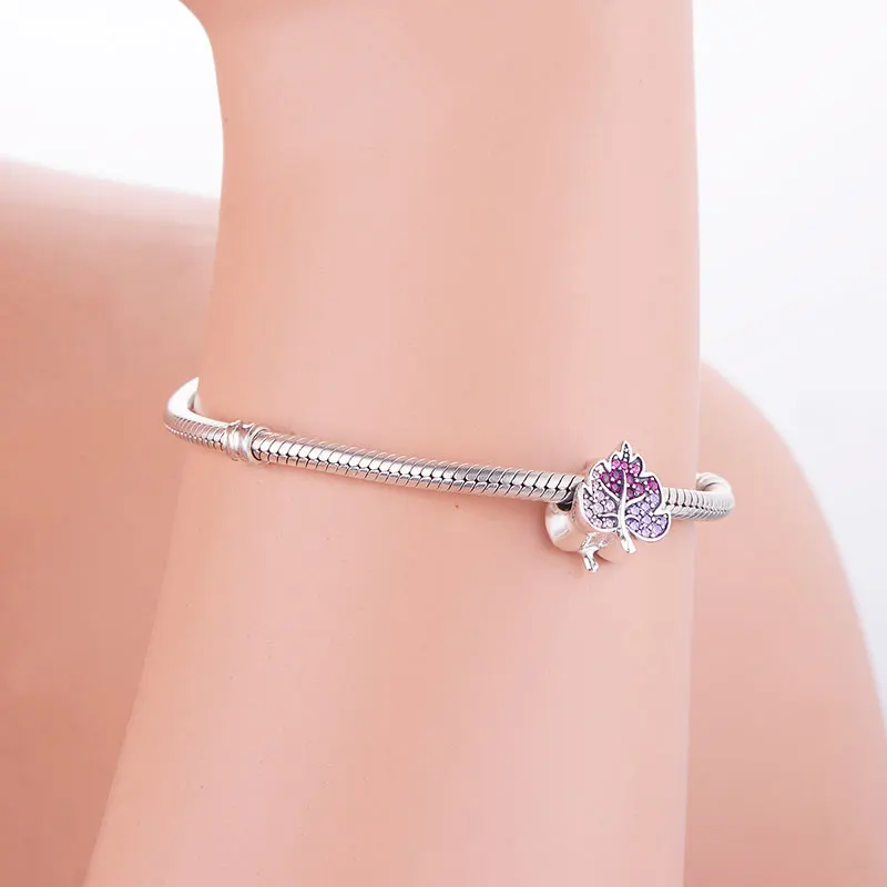 100% 925 Стерлинговое Серебро в форме листа микс из цветного циркона хрусталя