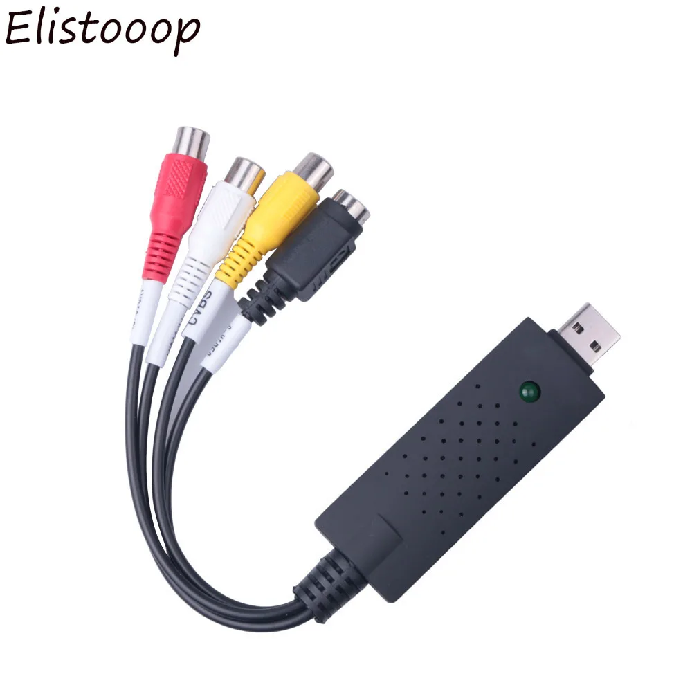 Elistooop 2018 USB 2 0 видеозахват адаптер для ПК ТВ аудио DVD DVR VHS Windows XP Vista Win 7 | Электроника