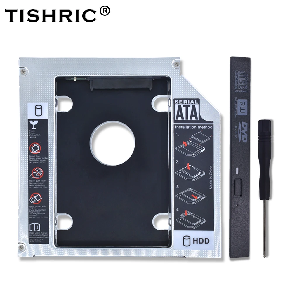 with panel TISHRIC 2nd 2,5 HD 12,7 мм SATA 3,0 HDD/SSD Caddy Корпус/адаптер для внешнего жесткого диска 2 ТБ коробка CD DVD ROM корпус Optibay - Цвет: with panel