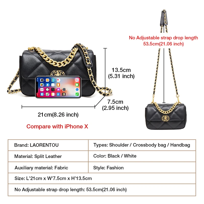 LAORENTOU Bobility Black Women's Bag Cow Leather Diamond Lattice Messenger Female Small Flap Shoulder Lady Mini Totes | Багаж и сумки