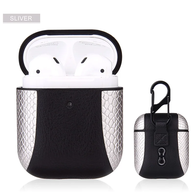 IKSNAIL Airpods Чехлы для Apple Airpod 1/2 кожаный ремешок с пуговицами чехол для наушников Наушники airpods кожаный чехол Аксессуары - Цвет: Sliver