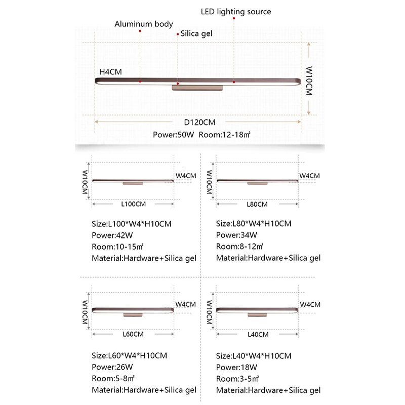 Лампа светодиодная настенная для ванной комнаты 110-220 В | Лампы и освещение