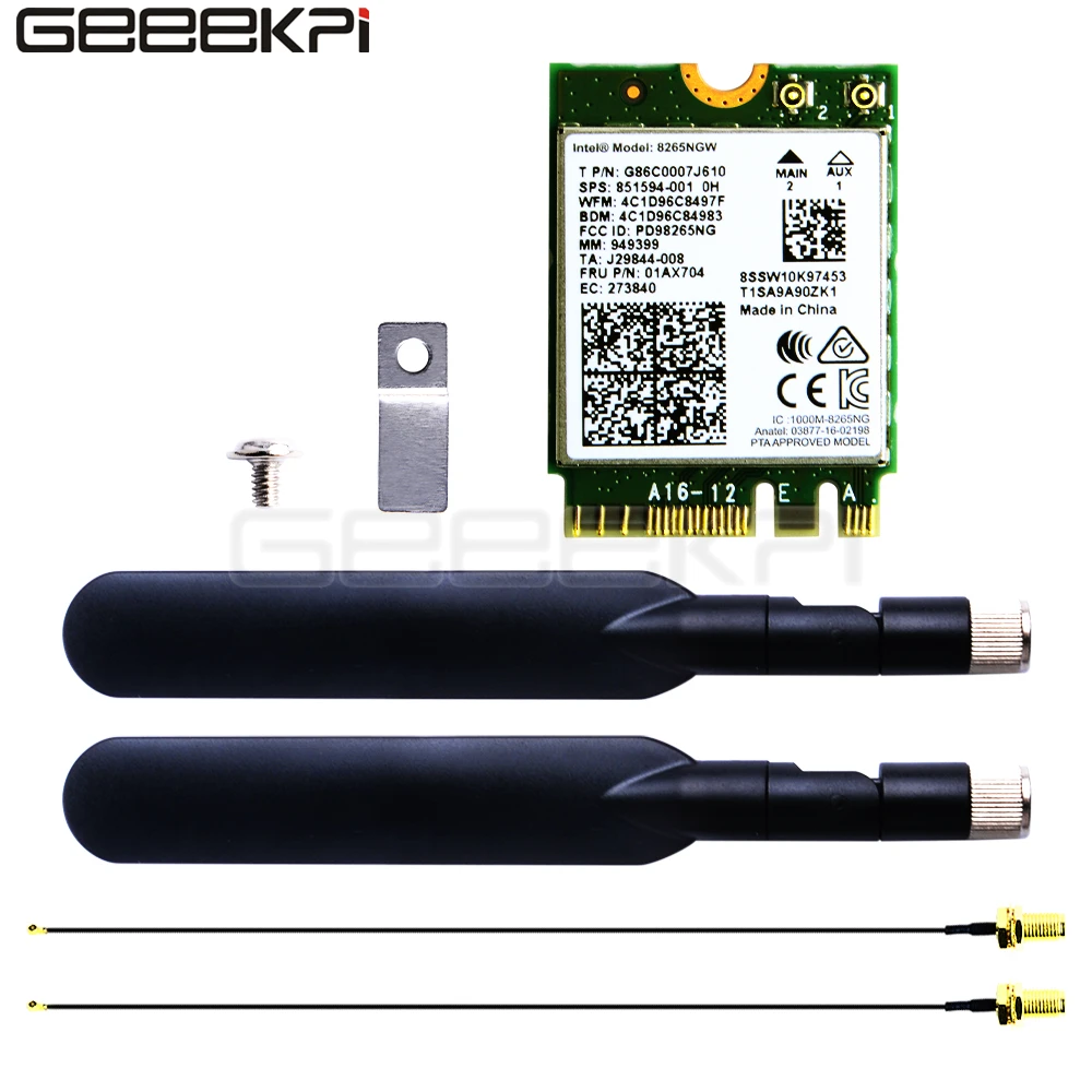 GeeekPi AC8265 Беспроводная NIC Module2.4G/10/8 Wi Fi Bluetooth 4 2 антенна для Jetson Nano поддержка Linux / Windows
