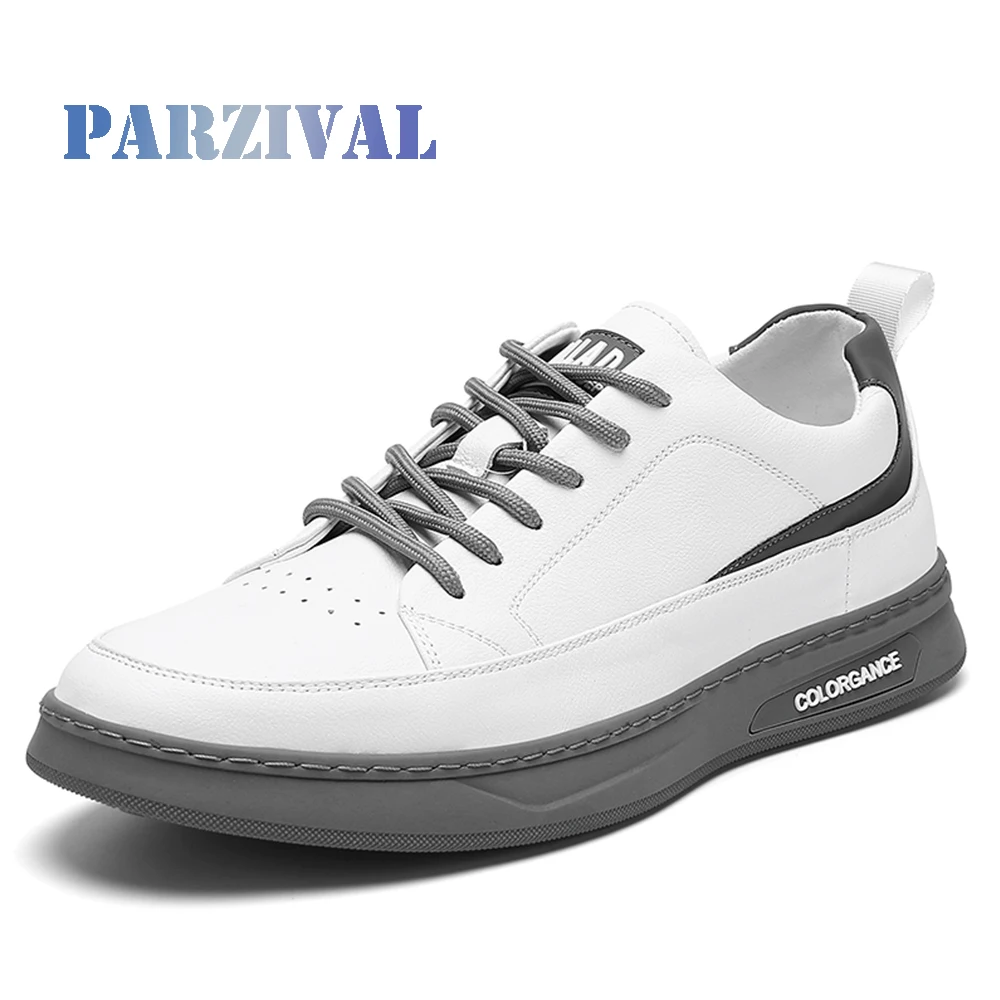 

PARZIVAL Leather Men Shoes Sneakers Trend Casual Shoe Breathable Leisure Male Sneakers Men Vulcanized Shoes Skateboard Shoes