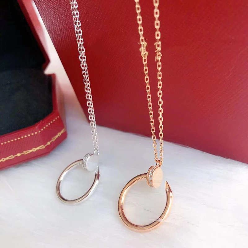 

High quality 1:1 nail necklace European ladies fashion simple design Carter with LOGO