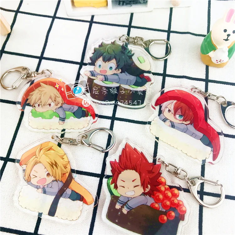 Аниме брелок My Boku no Hero Academy Todoroki Shoto Bakugou катсуки милые суши Косплей акриловый с