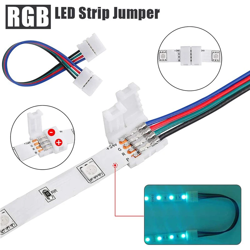 4 Pin Connector 10mm Terminal Splice L T I Shaped RGB LED Strip Light Bar Adapter Accessories Kit for 5050 Jumper Wire | Обустройство