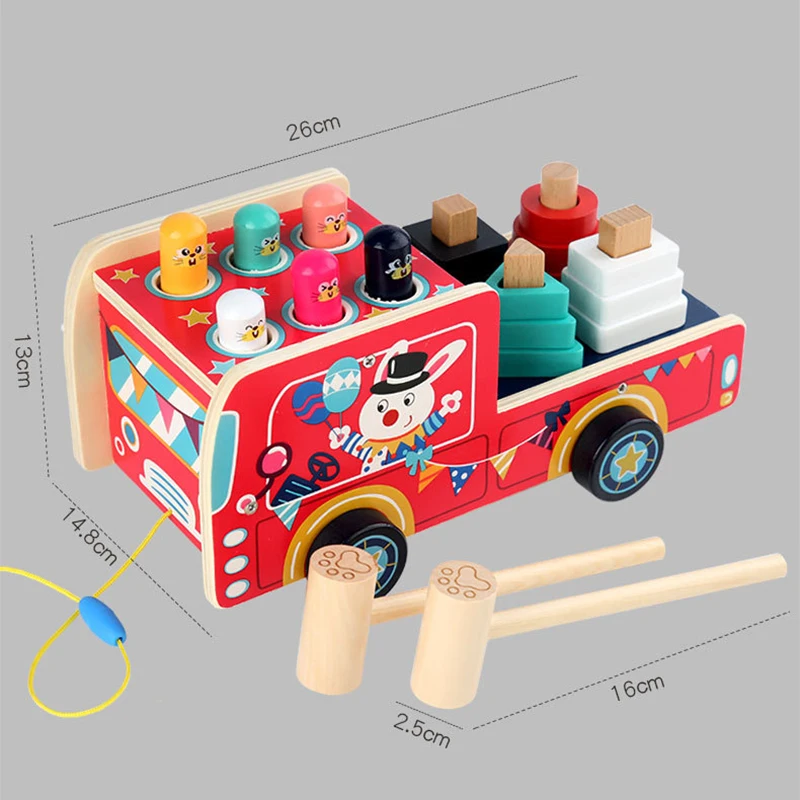 

Classic Whack-A-Mole Game Education Shape Matching Cognitive Toy Hand Knocking Hamster Montessori Toys Car For Child Musical Bus