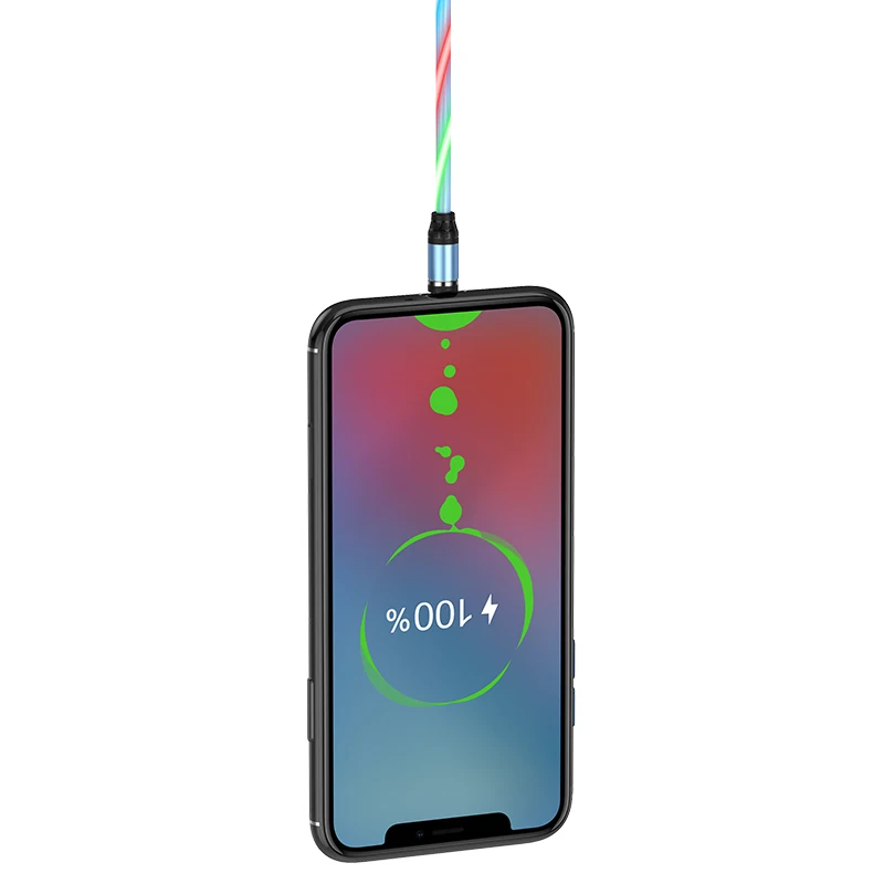 Магнитный кабель Micro USB HOCO 2 4 А со светодиодной подсветкой для Samsung Xiaomi Huawei Android