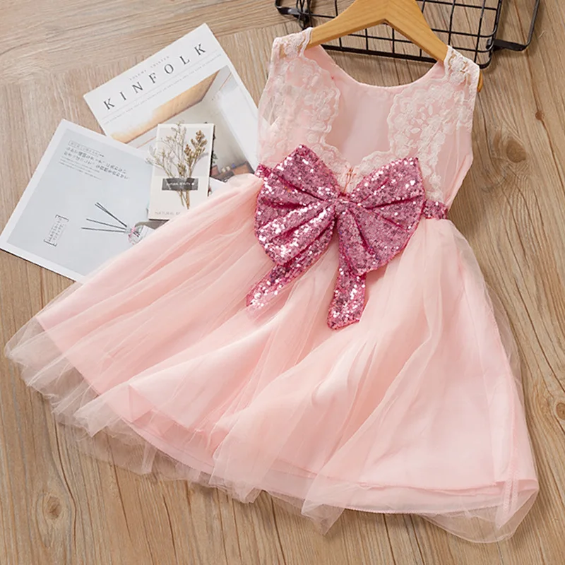 

Baby girl dress baby lace backless princess dress birthday party dress girl new bow sequin princess dress children mesh dress