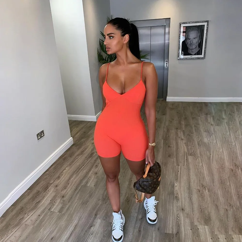 Женский эластичный комбинезон OMSJ повседневный однотонный костюм для занятий