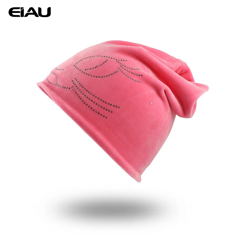 Модные кошачьи шапки для женщин сезон весна осень теплые модные вязаные шапочки