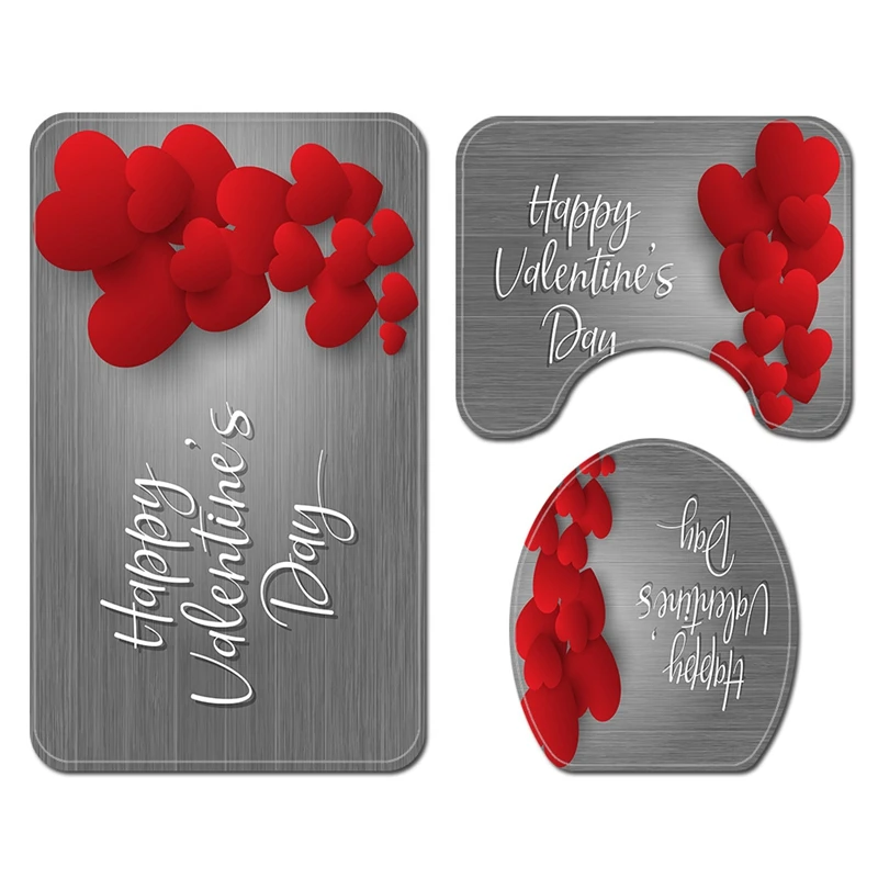 Промо акция! 3 шт. Романтический коврик для ванной комнаты контур ковер набор