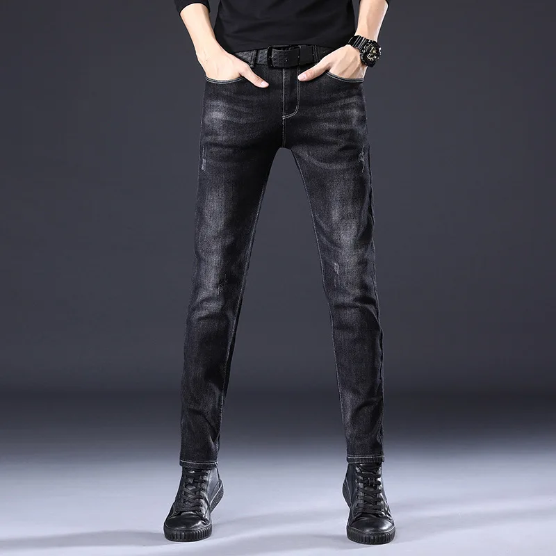 

Wash Vintage Teenagers Streetwear Jeans Men's Loose Trousers Business Regular Straight Full Lenght Casual Skinny Denim Pants