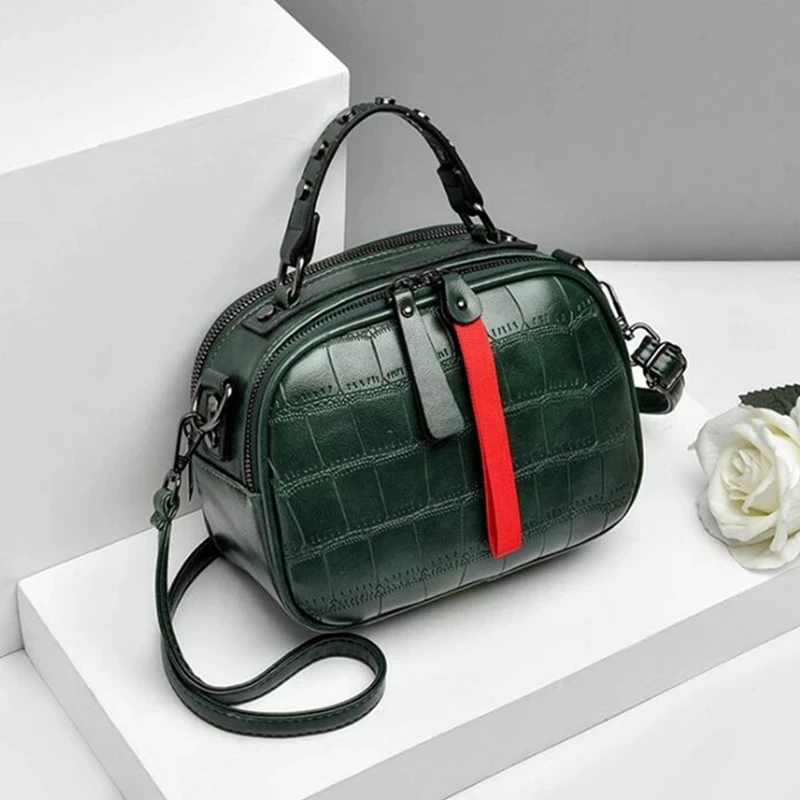 

Alligator Shoulder Bag Women PU Leather Tassel Crossbody Bag Rivet Handbag Double Layer Lady Shopping Purse Travel Bag bolso