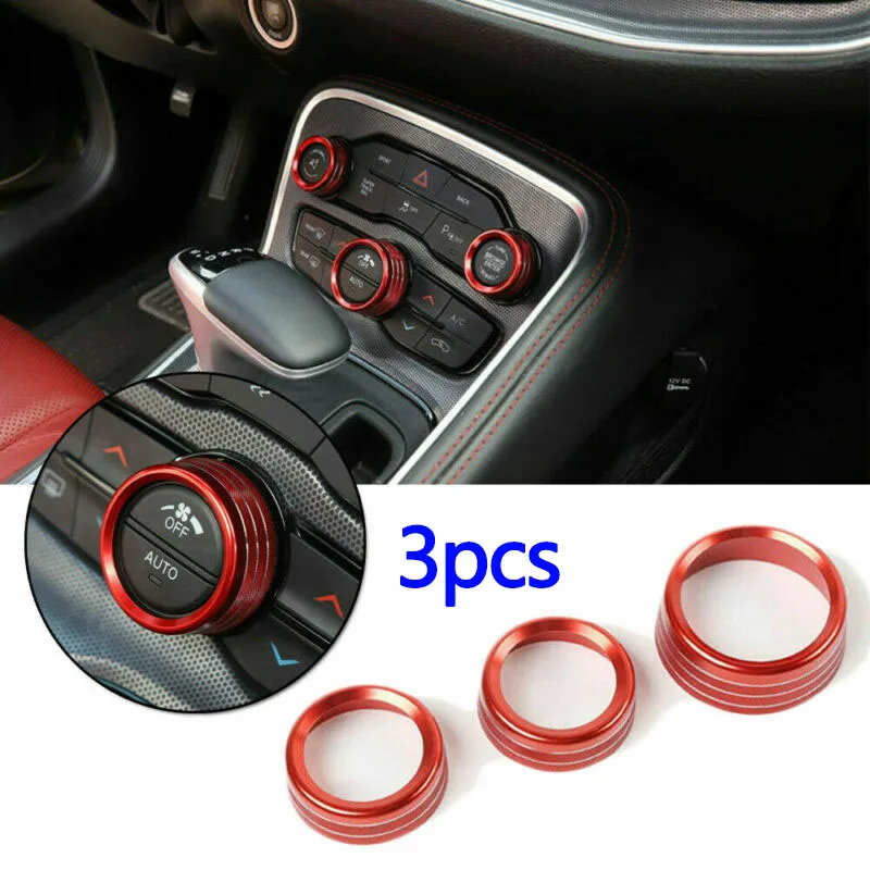 

A/C Switch Knob Trim Radio Accessories Car Auto Interior 3Pcs Aluminum Alloy Ring