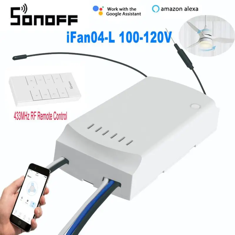 SONOFF IFan04-L WiFi потолочный вентилятор и контроль светильник ler Smart Home 100-120V голосовой