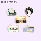 Панк любителей музыки эмали штырь старую кассету DJ Виниловый проигрыватель значок Броши Булавки на лацкан круто в готическом стиле, ювелирное изделие в подарок для друзей