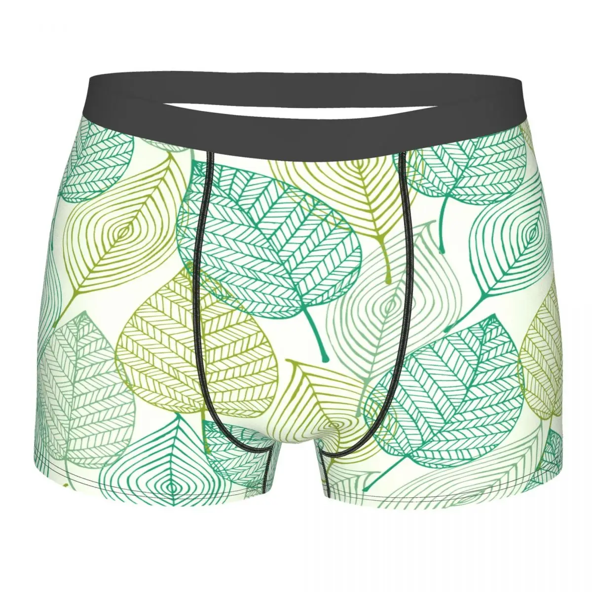 

Mens Underwear Boxer Brief Green Skeleton Maple Leaf Personalized Adult Teen Boys Underpants