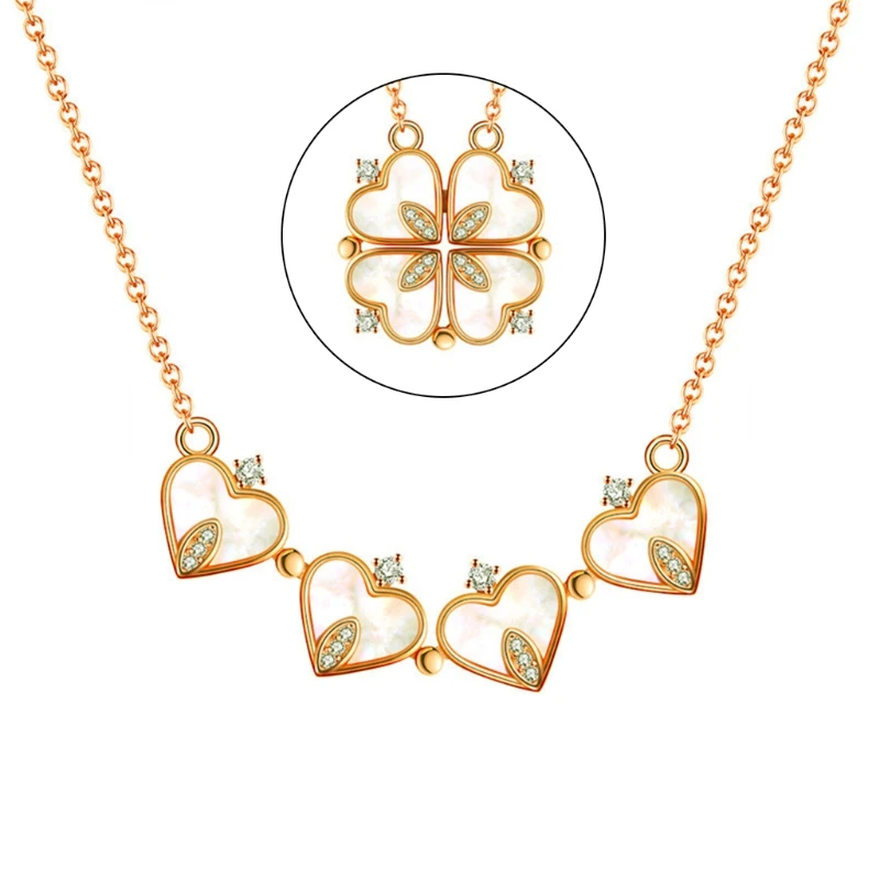 Новинка 2022 ожерелье с четырехлистным клевером 4 в 1 двухсторонний кулон форме