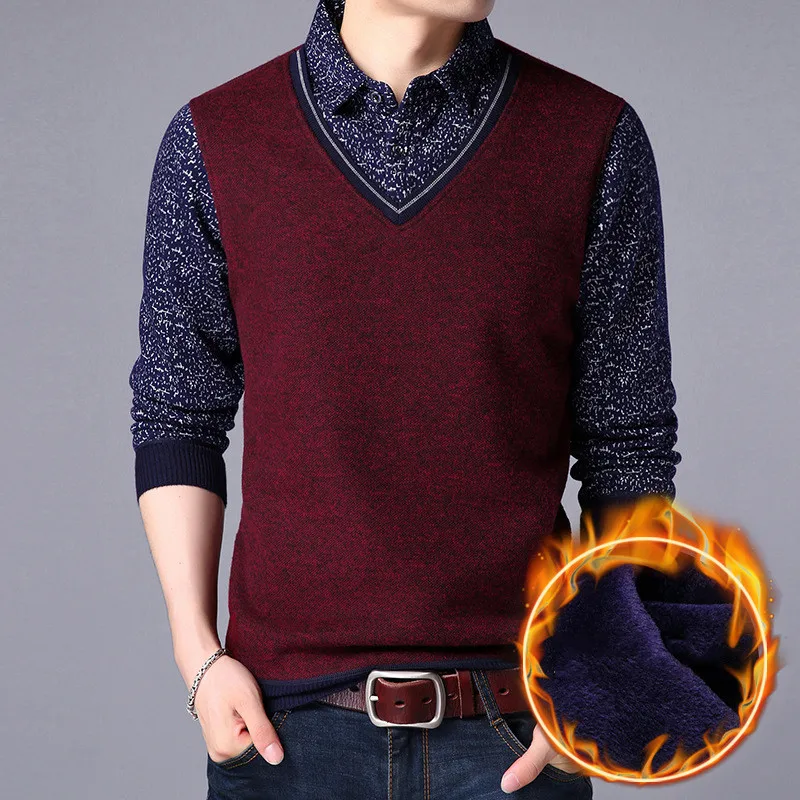 

Ymwmhu, новинка 2022 года, мужская рубашка-поло с длинным рукавом, бархатная Толстая рубашка, тонкий однотонный мужской топ из чистого хлопка, Пов...