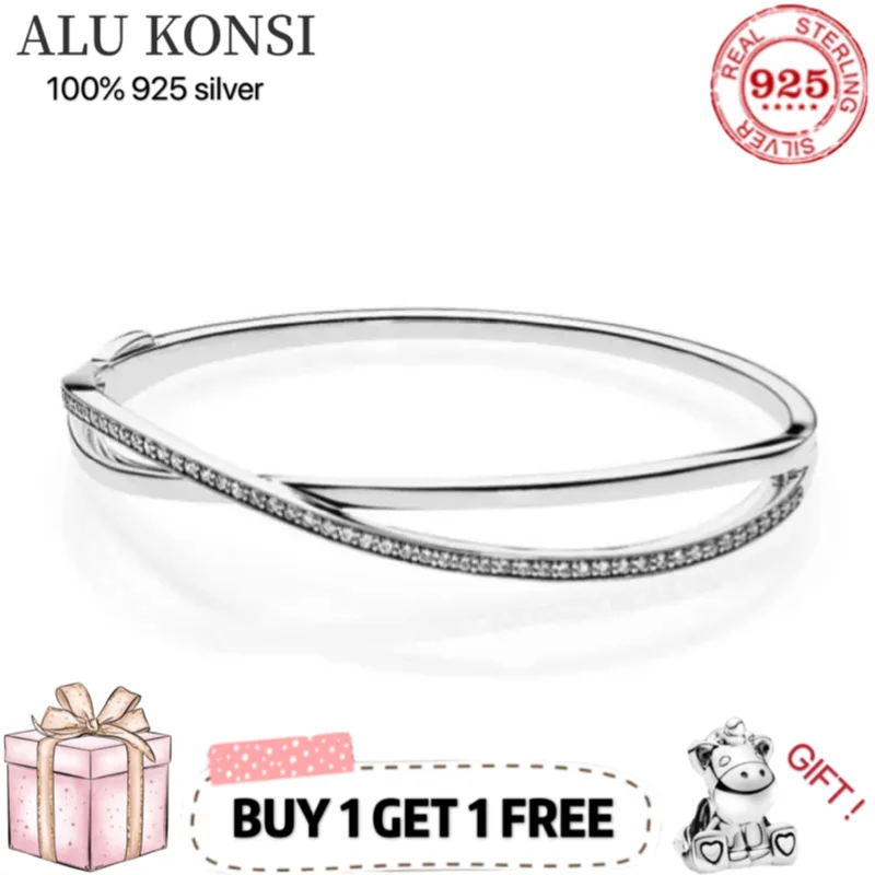 

2021 hot sale luxury 100% 925 Sterling Silver pan Bracelet Infinite section Bangle Fit Original Charms For Women DIY Jewelry