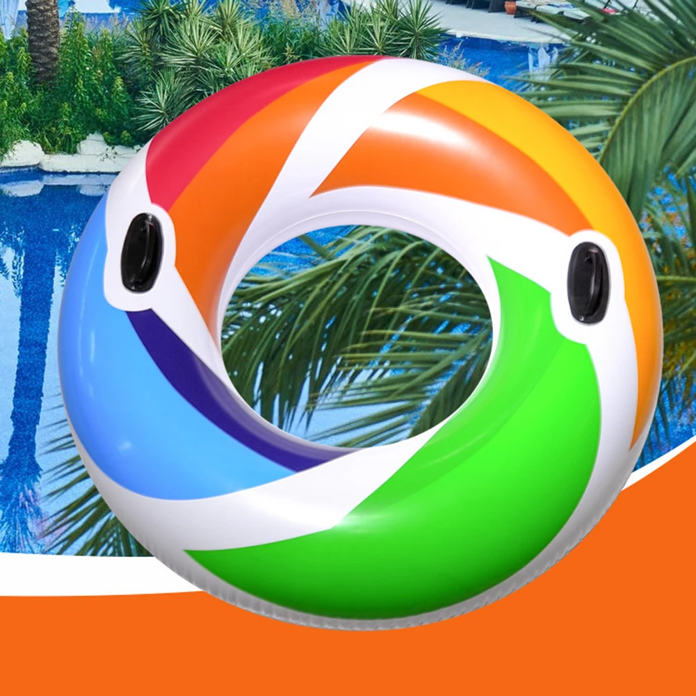 

Inflatable Swimming Ring with Handle Adults Swimming Laps Summer Floating Swimming Mattress Circle for Beach Party Water Play