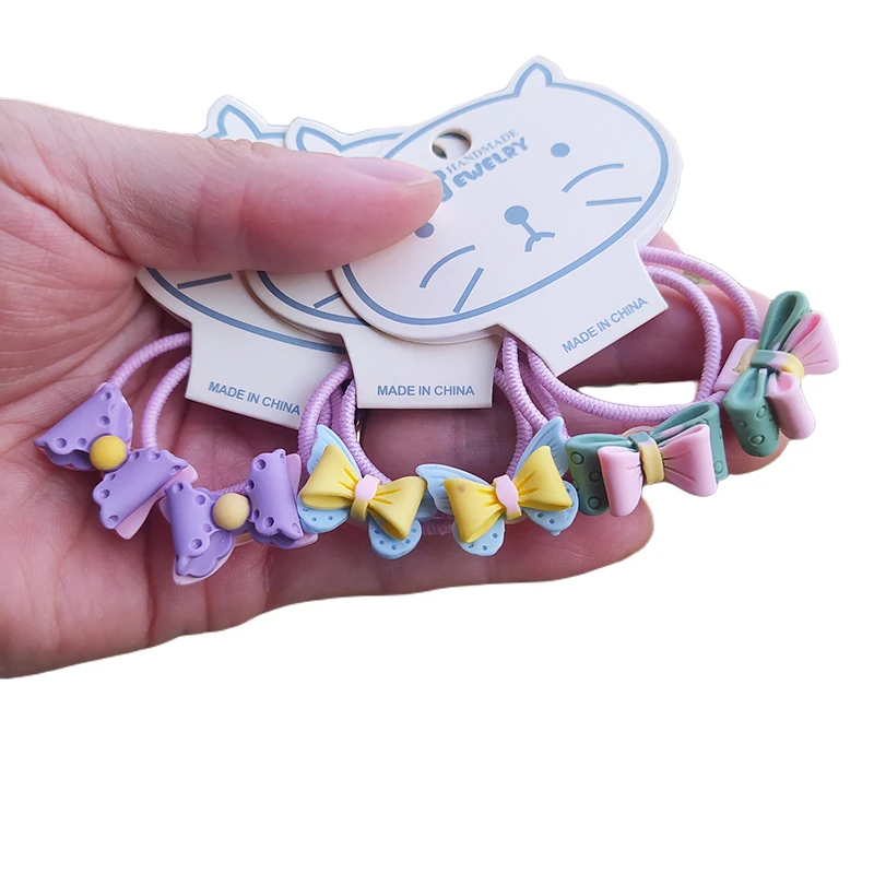 

2PCS Cartoon Bow-knot Kids Elastic Hair Bands Cute Children Hair Ties Girls Hair Accessories Baby Headdress
