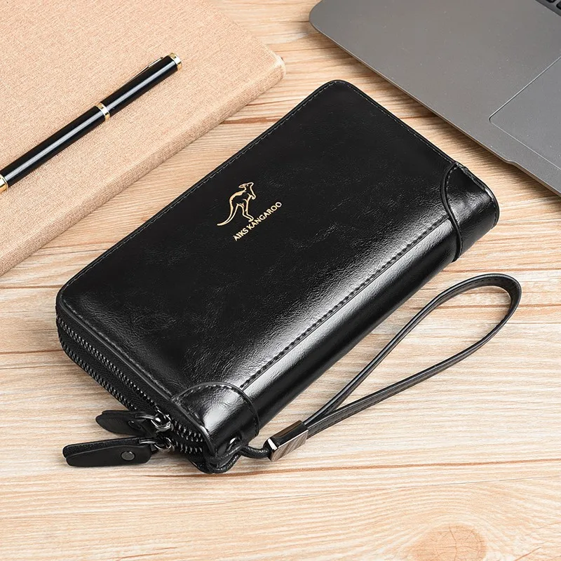 Вместительные мужские сумки кожзам Ретро стиль мужской клатч двойная молния compart