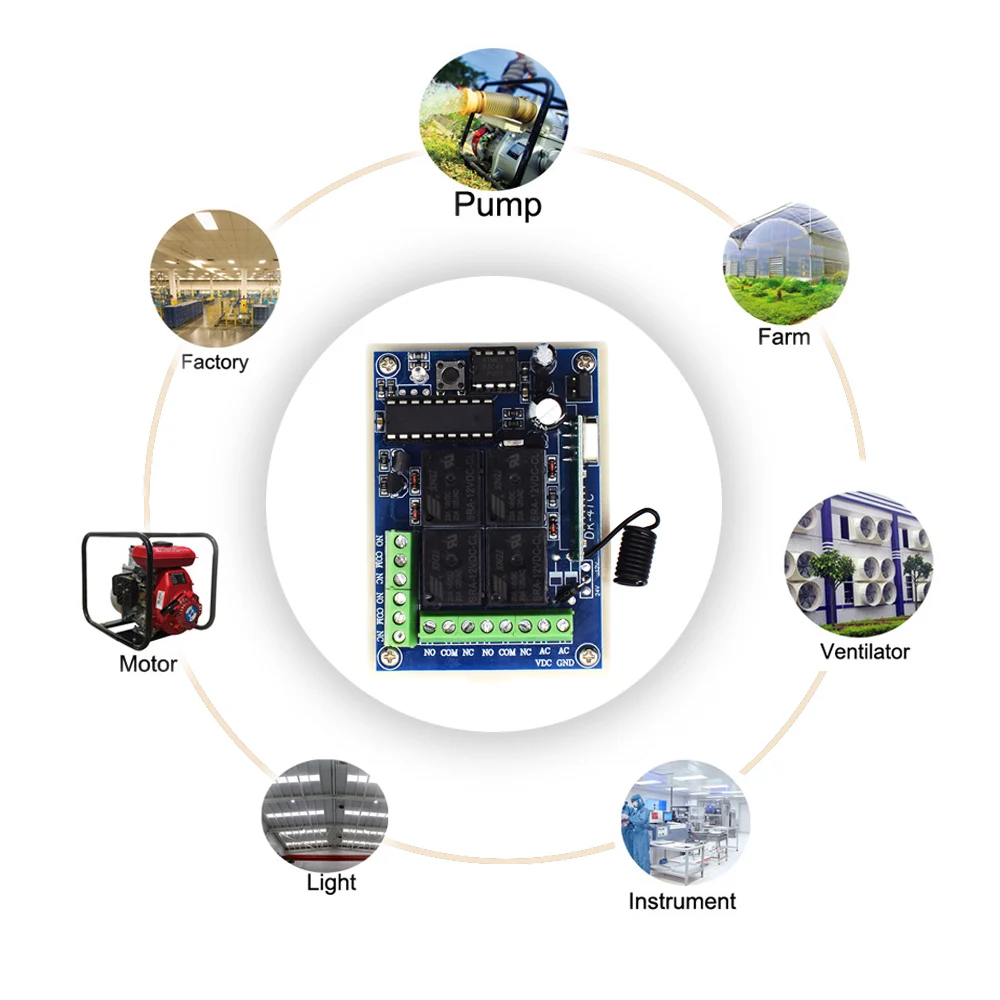 

433MHZ 12V DC 4CH receiver and 433MHz 1527 learning code remote control