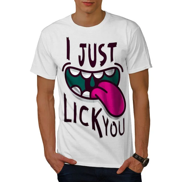 

Wellcoda Lick Offensive Joke Mens T-shirt, Funny Graphic Design Printed Tee