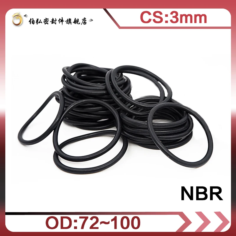 

Nitrile Rubber O-Ring 10PCS/lot NBR Sealing CS 3mm OD72/75/80/85/90/95/100mm O-Ring Seal Gasket Ring