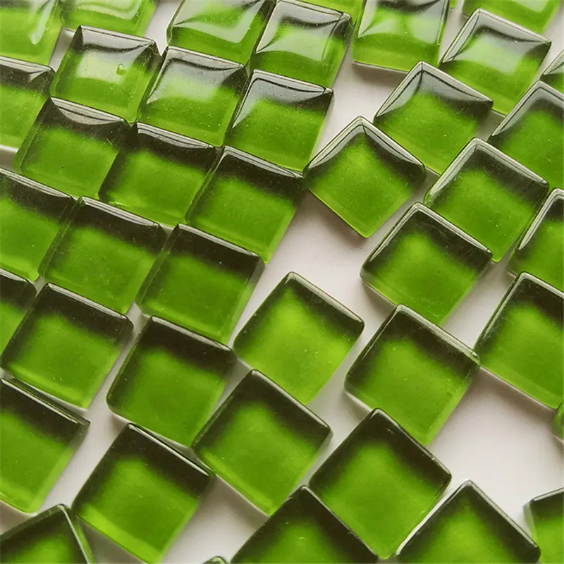 glass green 50 штук 10*10*4 мм цветной Кристальный стеклянный квадратный пазл для детей креативные настольные игры - Цвет: glass green