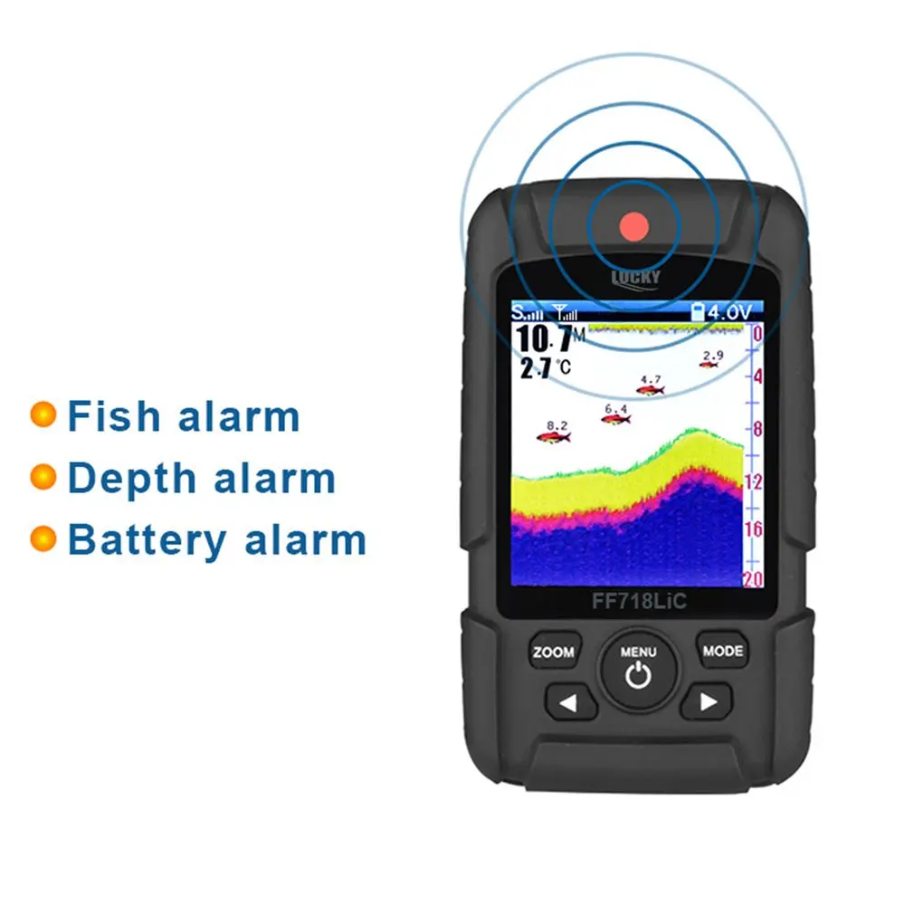 

2021 NEW FF718LiC-W Waterproof Fish Finder Monitor with LCD Colored Display Wireless Smart Sonar Sensor Fish Depth Alarm