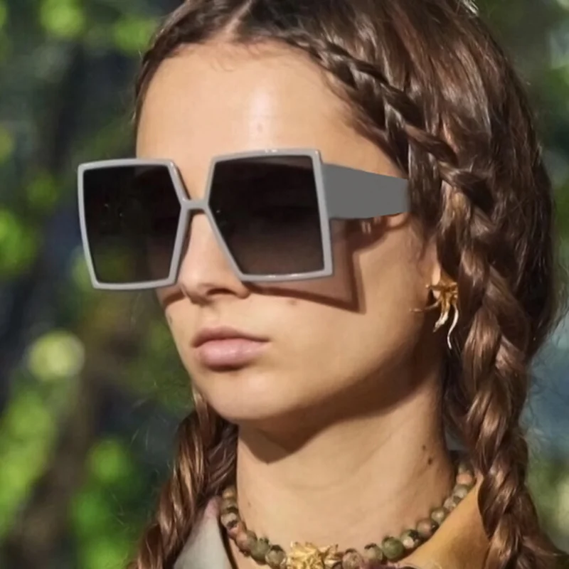 

Oversize Square Sunglasses Champagne Vintage Trending Punk Aesthetic Rectangle Man Accessories Fashion Nova Design White Glasses