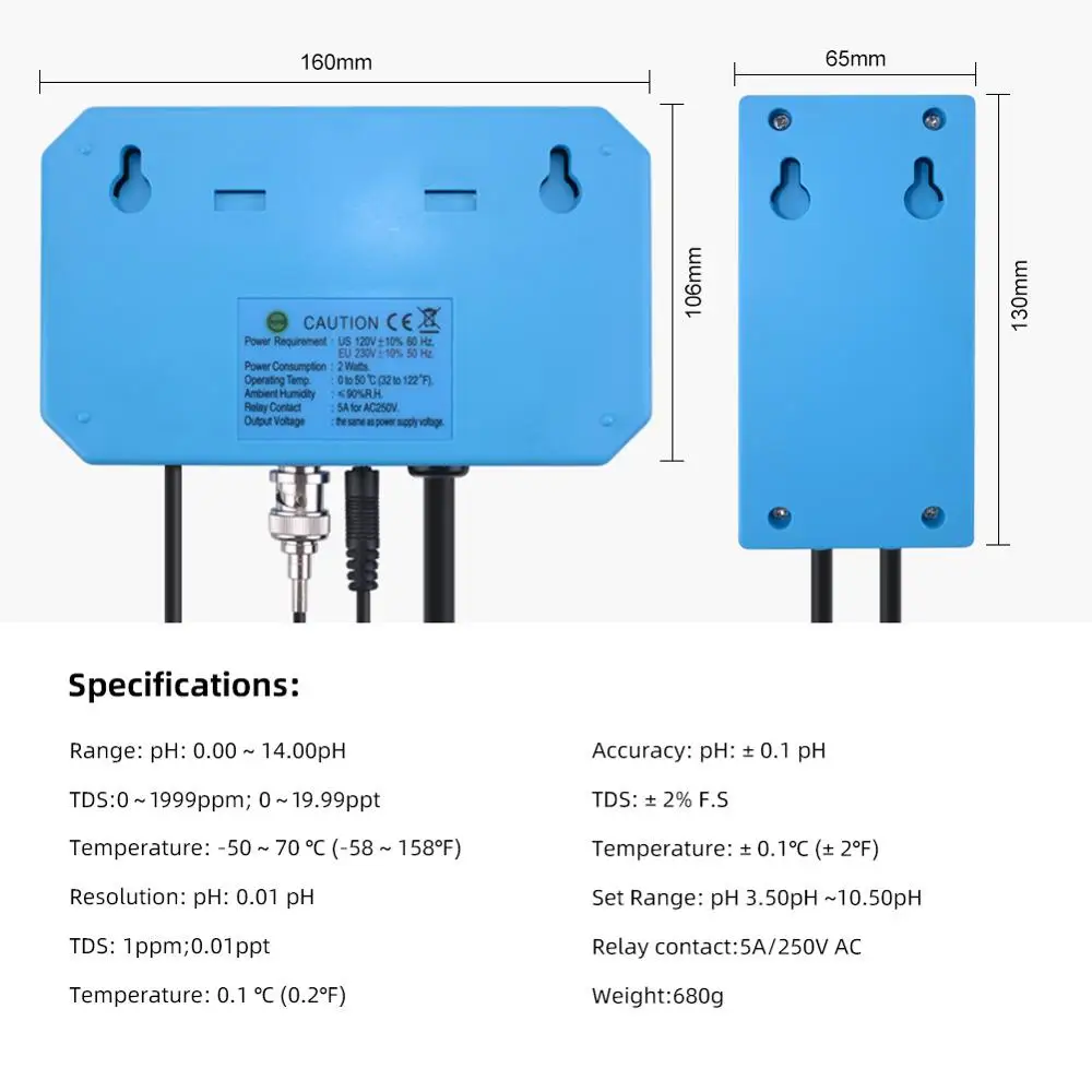 Yieryi Online 3 в 1 pH/TDS/TEMP детектор качества воды PH контроллер с электродом типа BNC зонд US